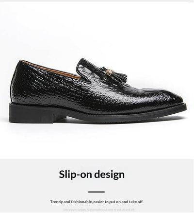 Zapatos de Cuero para Hombre Estilo Coreano con Patrón Cocodrilo y Borlas - Image 11