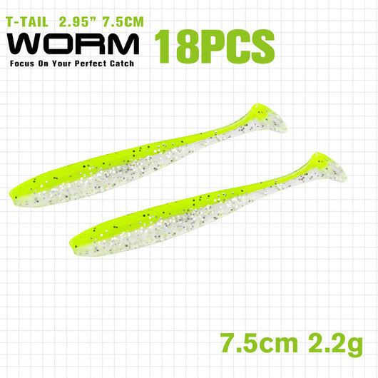 Gusano Artificial T-tail 55 75mm - Anzuelo de Pesca Realista - Image 23