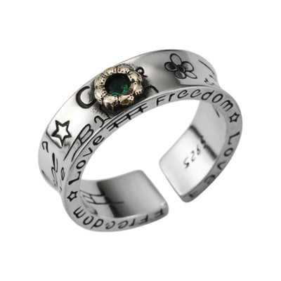 Anillo de Plata Esterlina 925 con Esmeralda Estilo Graffiti - Image 6