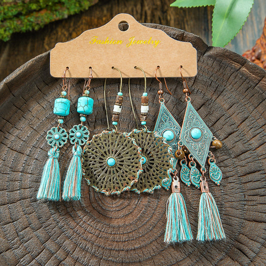 Aretes Geométricos Bohemios con Borlas Vintage para Mujer - Image 20