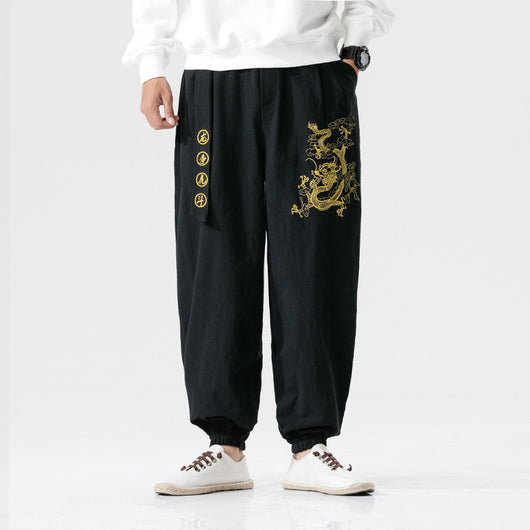 Pantalones Casuales Oversized con Bordado Dragón Estilo Suelto - Image 7