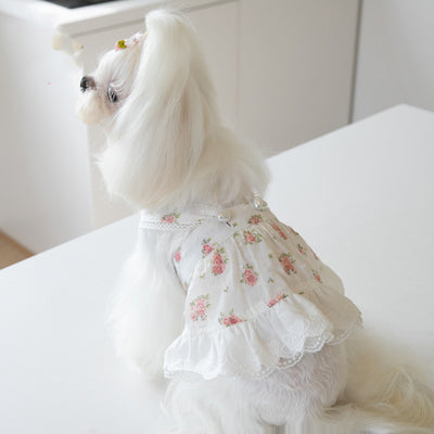 Falda para Perro con Estampado Floral Pueblerino y Encaje - Image 2