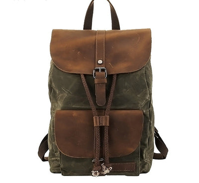 Mochila de Viaje Impermeable Cuero Crazy Horse y Lona para Hombre - Image 8