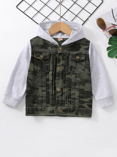 Chaqueta Denim Raglan con Capucha Estilo Europeo y Americano para Niño - Image 5