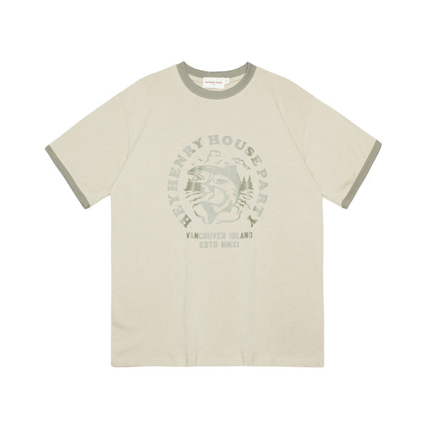 Camiseta Estampado Pez Manga Corta para Hombre