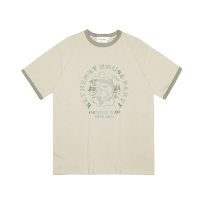 Camiseta Estampado Pez Manga Corta para Hombre