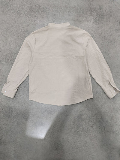 Camisa de Lino Estilo Americano con Cuello Mao y Mangas Medianas para Hombre - Image 22