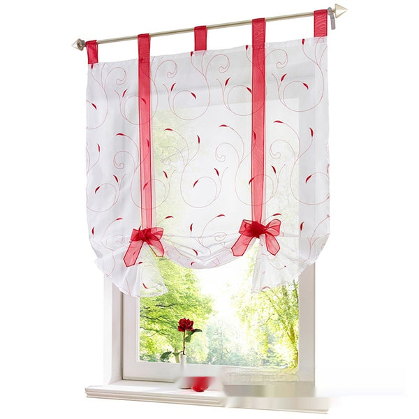 Varilla Ajustable para Cortinas Romanas con Bordado Pastoral