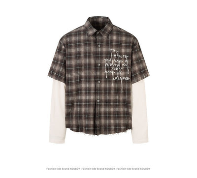 Camisa Hombre Otoño Manga Larga Tie-Dye Cuadros Estilo Retro Americano - Image 14