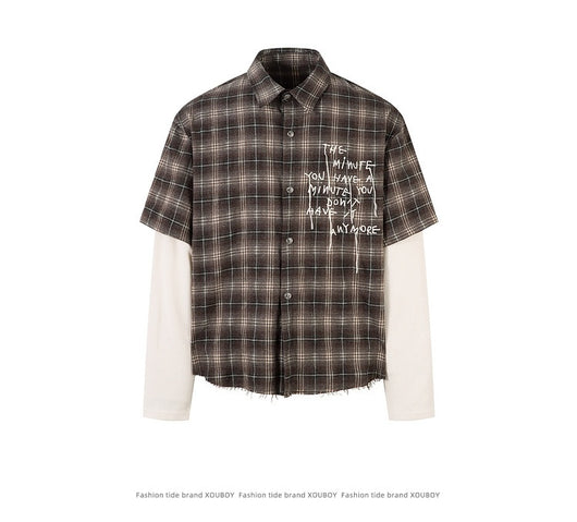 Camisa Hombre Otoño Manga Larga Tie-Dye Cuadros Estilo Retro Americano - Image 14