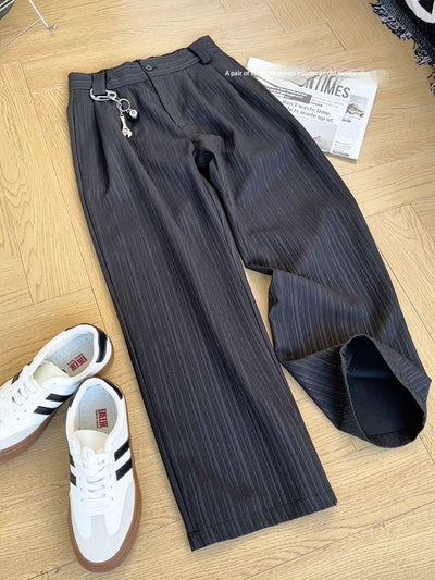 Pantalones de Vestir Rayas Hombre Pierna Recta Corte Amplio - Image 10
