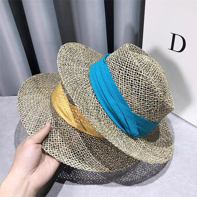 Sombrero de Paja Retro Británico para Mujer con Ala Plana - Image 2