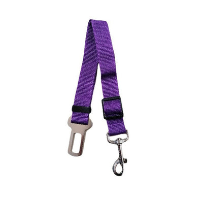 Brown nylon pet car safety belt with adjustable strap, metal seatbelt buckle, and swivel snap hook. - Image 16