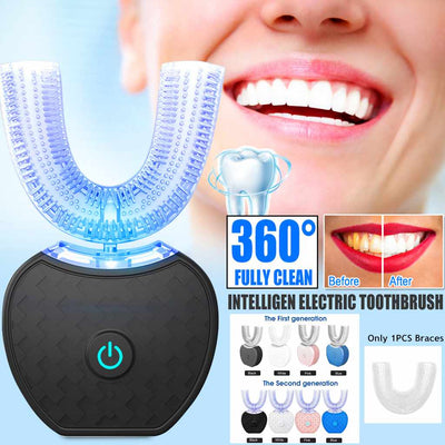 Cepillo de Dientes Eléctrico Automático 360° con Luz Azul y Carga USB