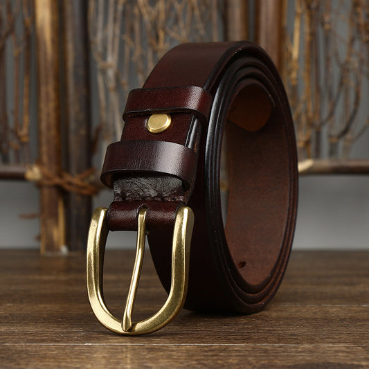 Cinturón de Moda Retro para Hombre con Hebilla de Cobre 3.3CM