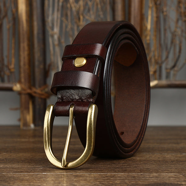 Cinturón de Moda Retro para Hombre con Hebilla de Cobre 3.3CM