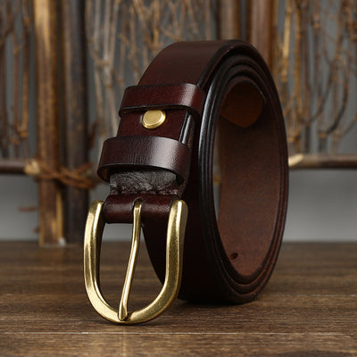 Cinturón de Moda Retro para Hombre con Hebilla de Cobre 3.3CM