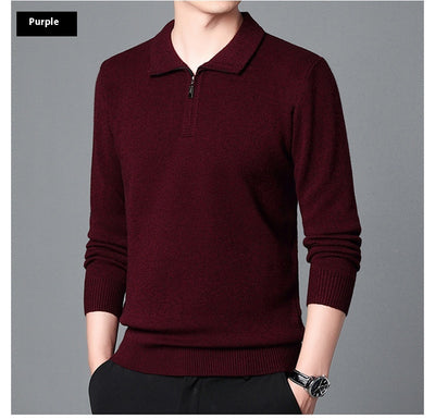 Suéter de Lana 100% Premium con Cuello Solapa - Manga Larga Tejida para Hombre - Image 38