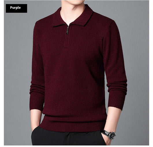 Suéter de Lana 100% Premium con Cuello Solapa - Manga Larga Tejida para Hombre - Image 38
