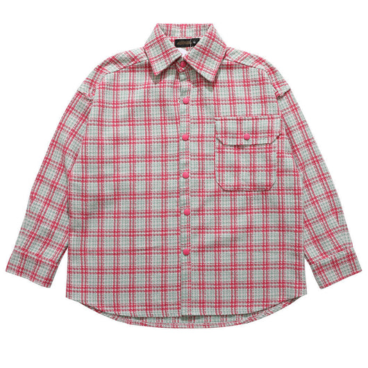 Camisa de Cuadros Hombre con Bordado de Letras - Manga Larga Suelta Estilo Urbano Otoño - Image 5