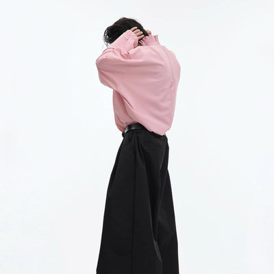 Blusa Elegante de Cuello Alto con Pliegues y Encaje - Image 9