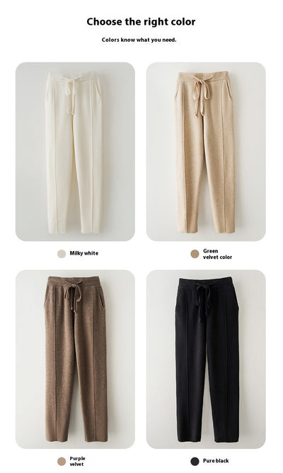 Pantalones de Lana Pura Cintura Alta Invierno - Harem Rectos Abrigados - Image 26