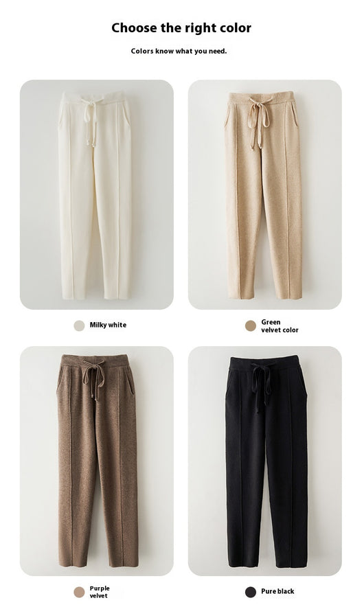 Pantalones de Lana Pura Cintura Alta Invierno - Harem Rectos Abrigados - Image 26