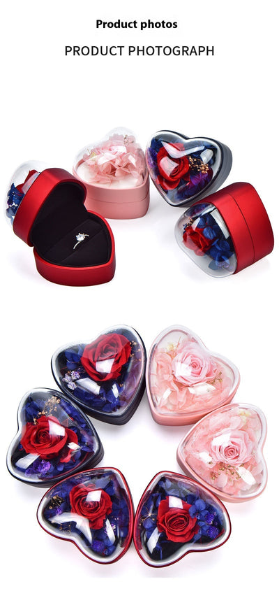 Anillos y Colgantes de Rosas Preservadas para San Valentín con Caja de Almacenamiento - Image 11