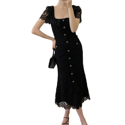 Vestido con Falda de Encaje y Borde Tipo Cola de Pez - Image 5