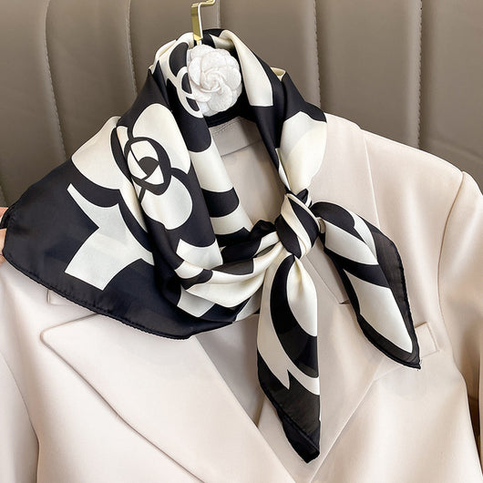 Pañuelo Cuadrado Camellia Socialite - Turbante Elegante para Mujer