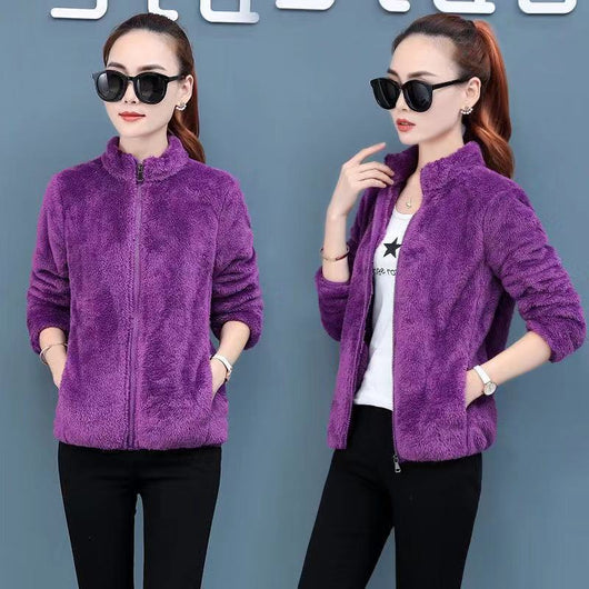 Chaqueta de Polar Reversible para Mujer - Abrigo Cardigan Otoño Invierno - Image 8