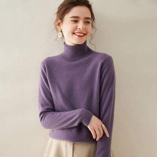 Suéter Cuello Alto de Cachemira Pura para Mujer - Image 3
