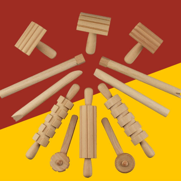 Kit de Arcilla Modelable con 12 Herramientas de Madera para Cerámica y Manualidades