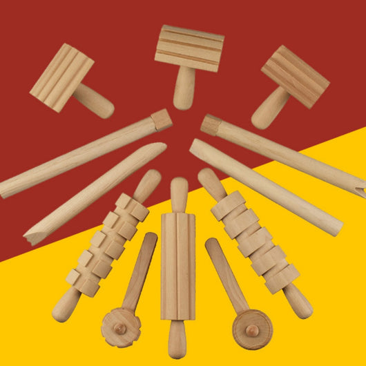 Kit de Arcilla Modelable con 12 Herramientas de Madera para Cerámica y Manualidades