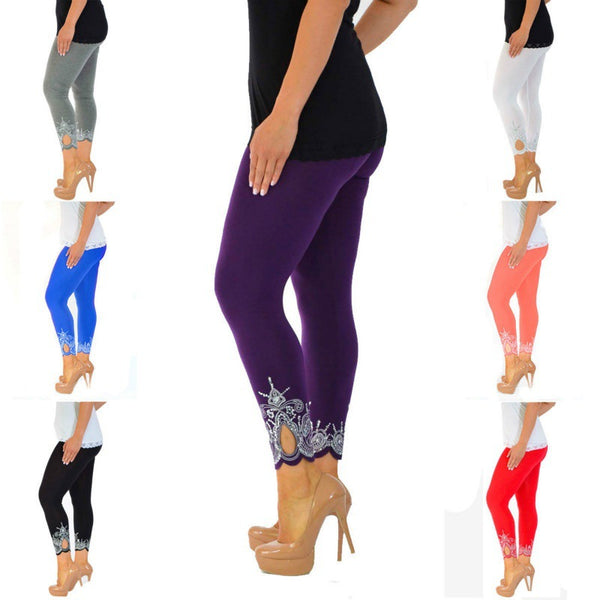 Pantalones Capri Ajustados con Estampado Reductor