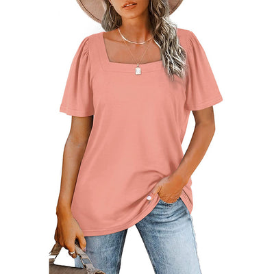 Camiseta de Cuello Cuadrado con Rayas Fruncidas para Mujer - Image 4