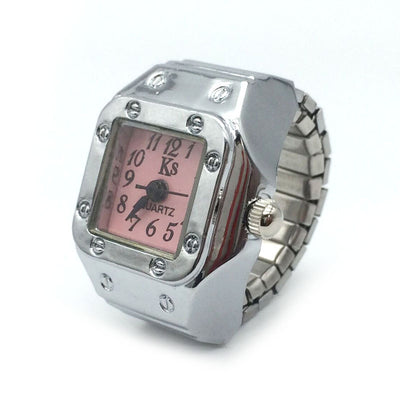 Reloj de Dedo en Anillo de Aleación Plateada - Pareja de Moda