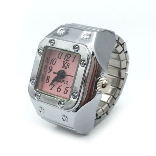 Reloj de Dedo en Anillo de Aleación Plateada - Pareja de Moda