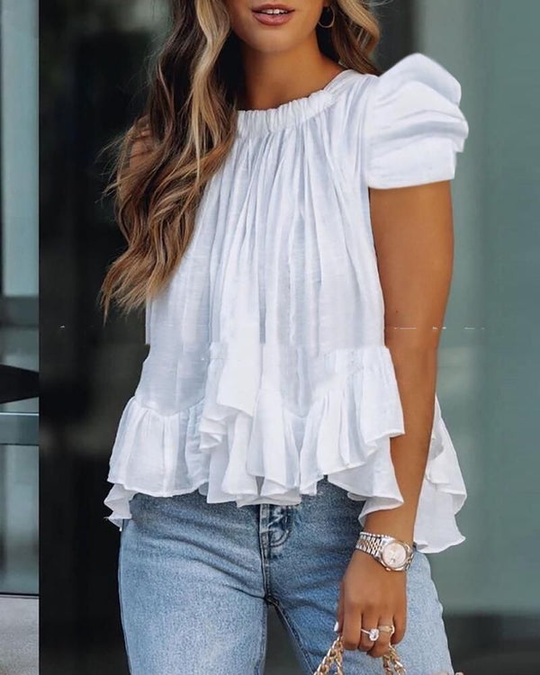 Blusa Halter con Volantes en las Mangas