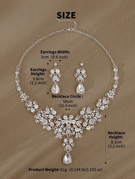 Conjunto de Aretes y Collar con Perlas y Cristales para Mujer - Image 33