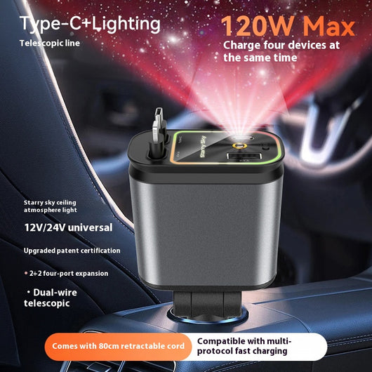 Cargador Automotriz 120W Cuatro en Uno con Diseño Cielo Estrellado - Image 6