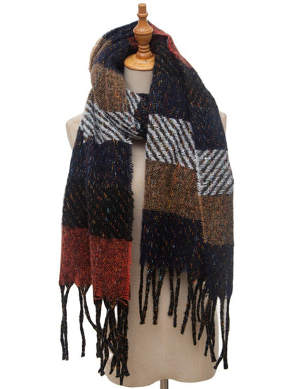Bufanda Unisex a Rayas con Borlas - Cuello Cálido Europeo y Americano - Image 19