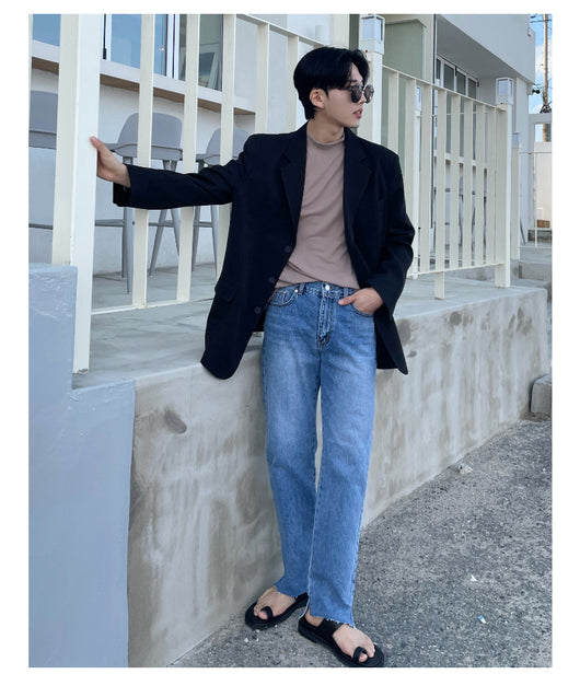 Pantalones Anchos Raw Edge Unisex - Estilo Urbano Versátil
