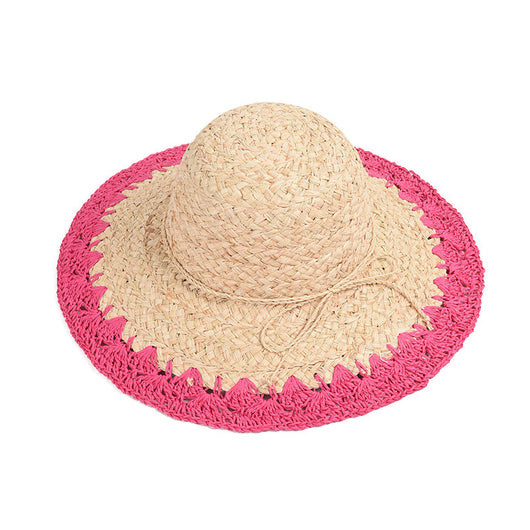 Sombrero de Rafia con Ala Ancha y Protección Solar con Ajuste de Color - Image 11