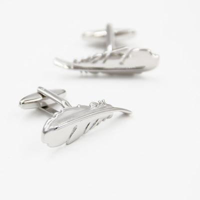 Gemelos de Plata Estilo Francés con Forma de Pluma para Hombre - Image 4