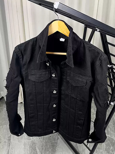 Chaqueta Slim Fit Negra Rotos Hombre - Estilo Urbano Impactante - Image 3