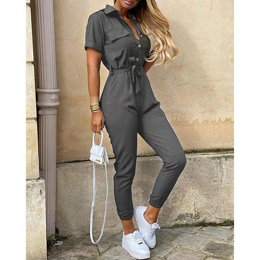 Jumpsuit Cargo con Cuello y Estampado - Cinturón Incluido - Image 2