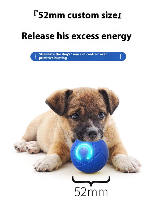 Orange pet jumping ball with a glowing purple power button icon, designed for interactive play with dogs and cats. - Image 16