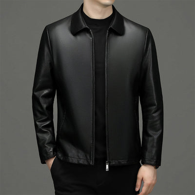 Chaqueta de Cuero Ecológico para Hombre con Solapa - Abrigo de Piel Auténtica - Image 5