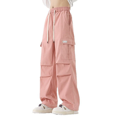 Pantalones Cargo Plisados Retro Americana - Estilo High Street para Parejas - Image 6